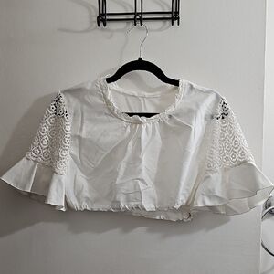 Elegant White Lace Sleeve Women's Top